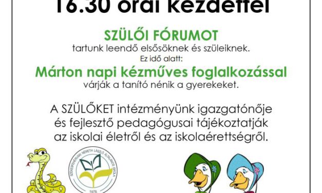 Iskolanyitogató foglalkozás lesz szerdán a „Kígyós” suliban
