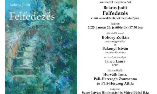 Felfedezés – bemutatják Bokros Judit első verseskötetét