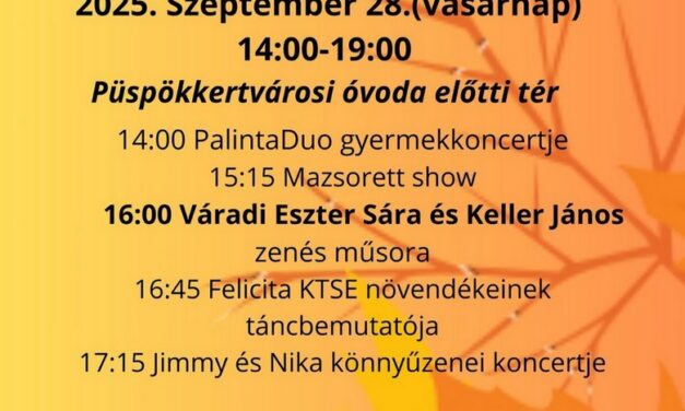 Viszlát nyár, szervusz ősz – Őszköszöntő vasárnapot rendeznek a Püspökkertvárosban